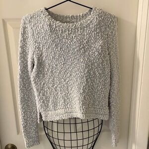 Hollister XS Blue Popcorn Boucle Knit Sweater Long Sleeve Crewneck Soft Cozy